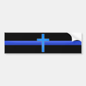 Thin Blue Line & Cross Autoaufkleber (Vorne)