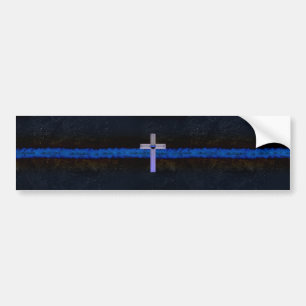 Thin Blue Line Cross Autoaufkleber