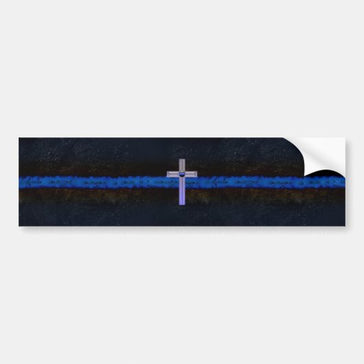 Thin Blue Line Cross Autoaufkleber (Vorne)
