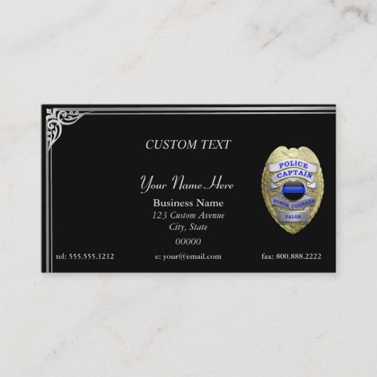 Thin Blue Line Custom Captain Business Card Visitenkarte (Vorderseite)