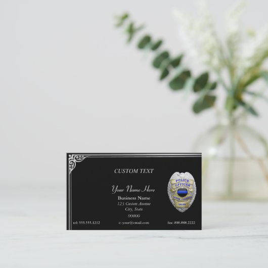 Thin Blue Line Custom Captain Business Card Visitenkarte (Stehend Vorderseite)