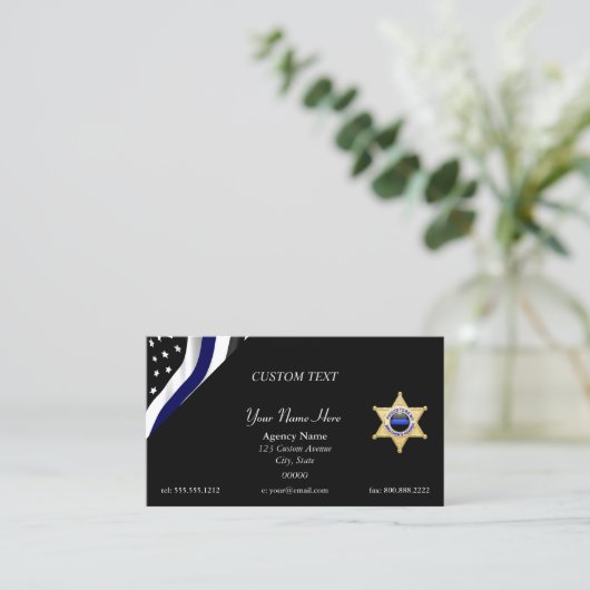 Thin Blue Line Custom Flag and Badge Visitenkarte (Stehend Vorderseite)