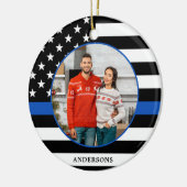 Thin Blue Line Custom Foto Police Weihnachten Keramik Ornament (Links)
