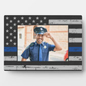 Thin Blue Line Custom Foto PoliceOfficer Fotoplatte (Vorderseite)