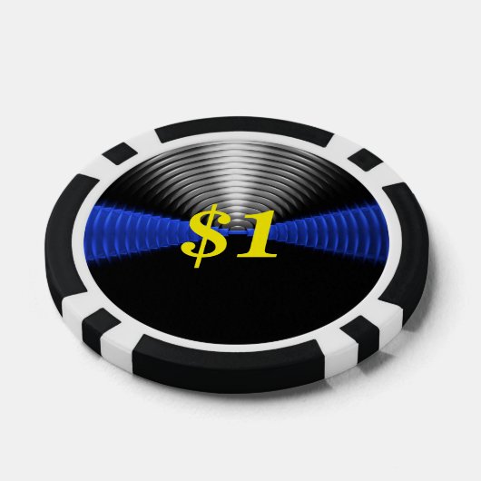 Thin Blue Line Custom Pokerchips (Einzeln)