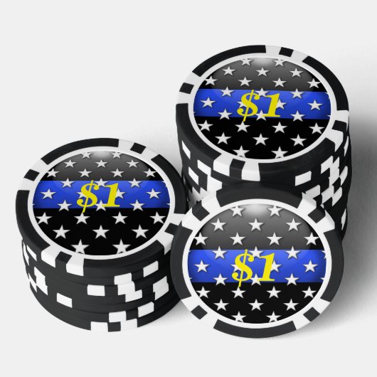 Thin Blue Line Custom Pokerchips (Stapel)