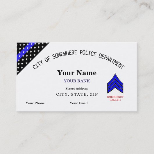 Thin Blue Line Custom Police Business Card Visitenkarte (Vorderseite)