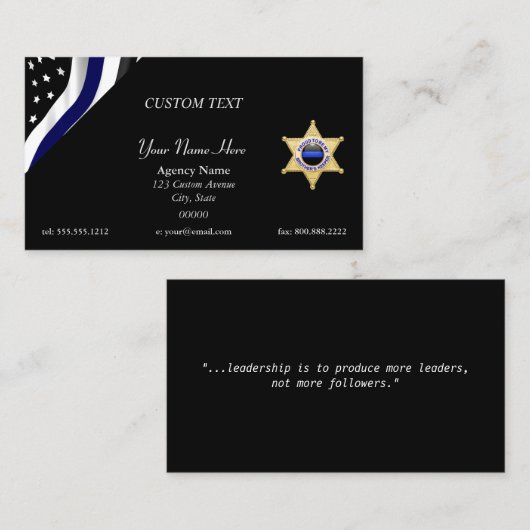 Thin Blue Line Custom Quote and Badge Visitenkarte (Vorne/Hinten)