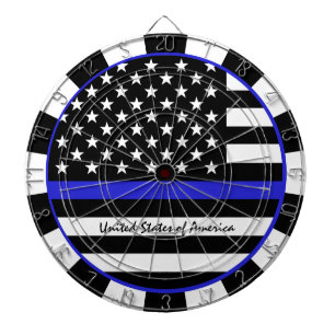 Thin Blue Line Darts & American Flag Police / USA Dartscheibe