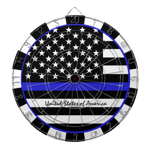 Thin Blue Line Darts & American Flag Police / USA Dartscheibe (vorne)