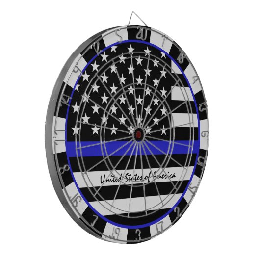 Thin Blue Line Darts & American Flag Police / USA Dartscheibe (Vorderseite Links)