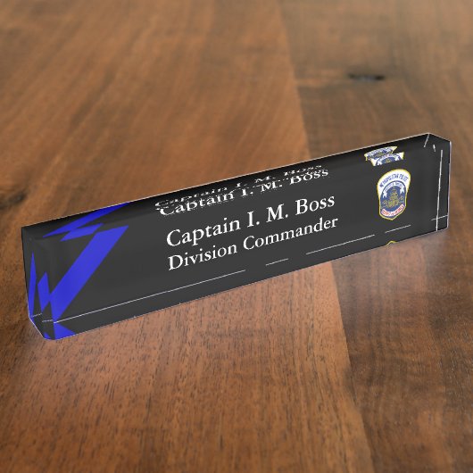 Thin Blue Line - DC Metro Patch Schreibtisch Name Namensplakette (Seite)