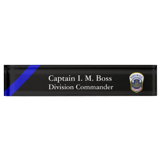 Thin Blue Line - DC Metro Patch Schreibtisch Name Namensplakette (Vorderseite)
