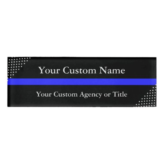 Thin Blue Line Diagonal Stars Namenschild (Vorderseite)