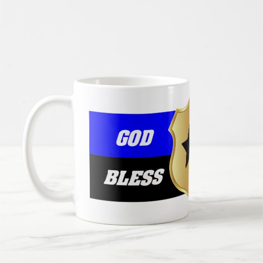 Thin Blue Line, die "Gott segne Polizei" Kaffeetasse (Links)