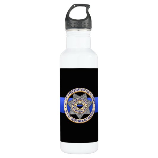 Thin Blue Line Edelstahlflasche (Vorderseite)