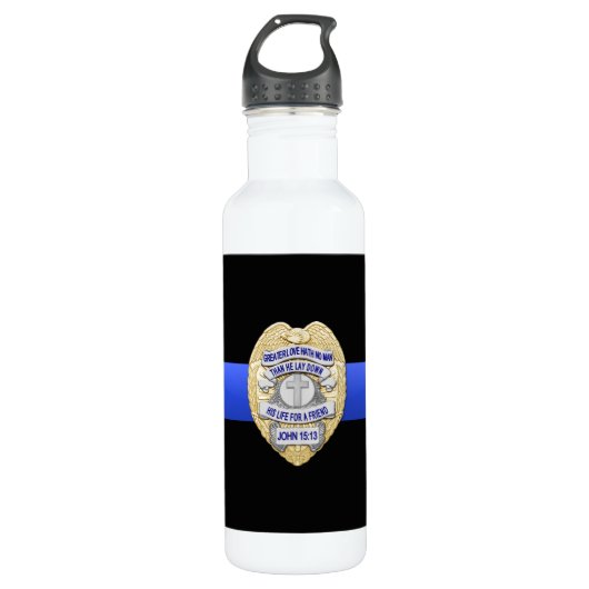 Thin Blue Line Edelstahlflasche (Vorderseite)