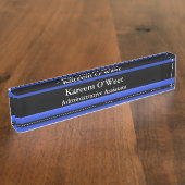 Thin Blue Line - Einfaches Design Name Plate Namensplakette (Seite)