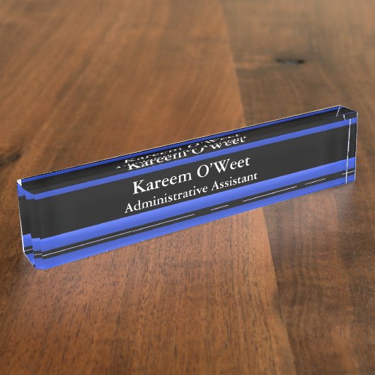 Thin Blue Line - Einfaches Design Name Plate Namensplakette (Seite)
