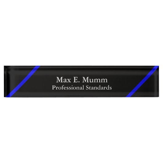 Thin Blue Line - elegante Designnamensplatte Namensplakette (Vorderseite)