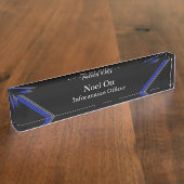 Thin Blue Line - elegante Designnamensplatte Namensplakette (Seite)