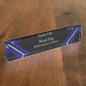Thin Blue Line - elegante Designnamensplatte Namensplakette (Seite)
