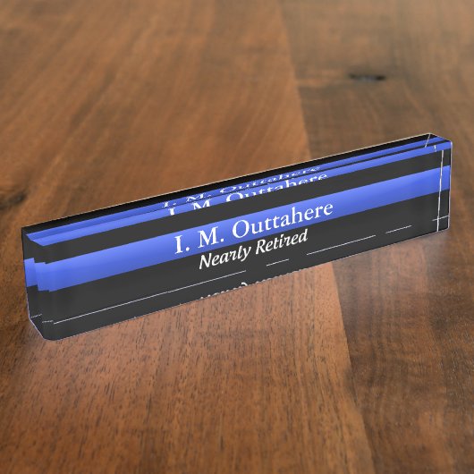 Thin Blue Line - Fast gelaunt Namensplakette (Seite)