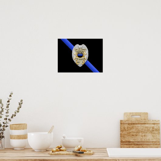 Thin Blue Line Flag & Badge Poster (Küche)