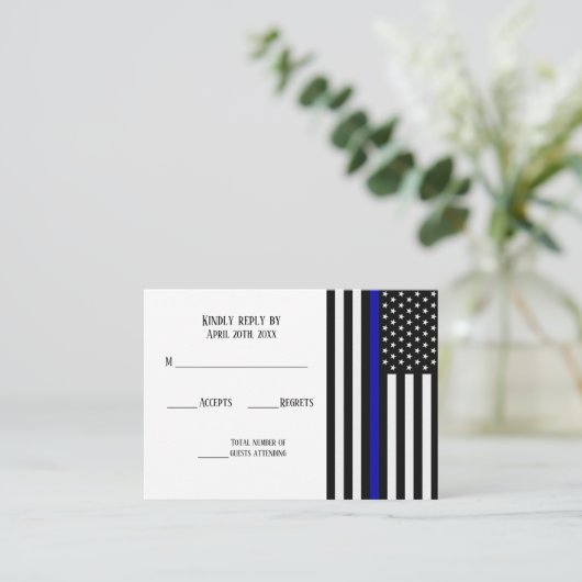 Thin Blue Line Flag Begleitkarte (Stehend Vorderseite)