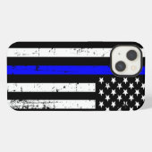 Thin Blue Line Flag Case iPhone Hülle (Rückseite (Horizontal))