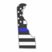 Thin Blue Line Flag Delaware Aufkleber (Vorderseite)