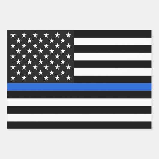 Thin Blue Line Flag der USA Geschenkpapier Set (Vorderseite)