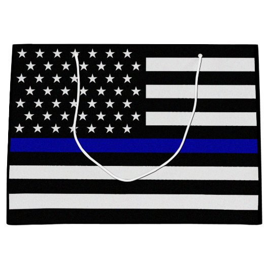Thin Blue Line Flag Große Geschenktüte (Vorderseite)