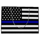 Thin Blue Line Flag Große Geschenktüte (Rückseite)