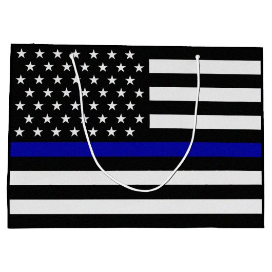 Thin Blue Line Flag Große Geschenktüte (Rückseite)