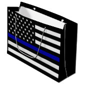 Thin Blue Line Flag Große Geschenktüte (Vorderseite Schrägansicht)