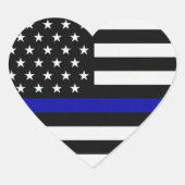 Thin Blue Line Flag Herz-Aufkleber (Vorderseite)