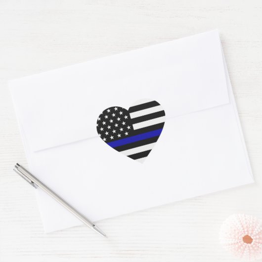 Thin Blue Line Flag Herz-Aufkleber (Umschlag)