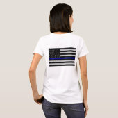 Thin Blue Line Flag Hoodie T-Shirt (Schwarz voll)