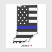 Thin Blue Line Flag Indiana Aufkleber (Blatt)