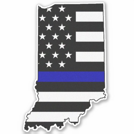 Thin Blue Line Flag Indiana Aufkleber (Vorderseite)