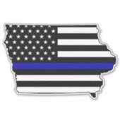 Thin Blue Line Flag Iowa Aufkleber (Vorderseite)