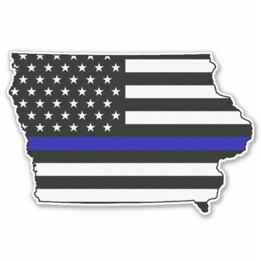 Thin Blue Line Flag Iowa Aufkleber (Vorderseite)