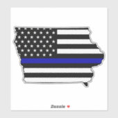 Thin Blue Line Flag Iowa Aufkleber (Blatt)