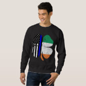 Thin Blue Line Flag Irish American St Patricks Day Sweatshirt (Vorne ganz)