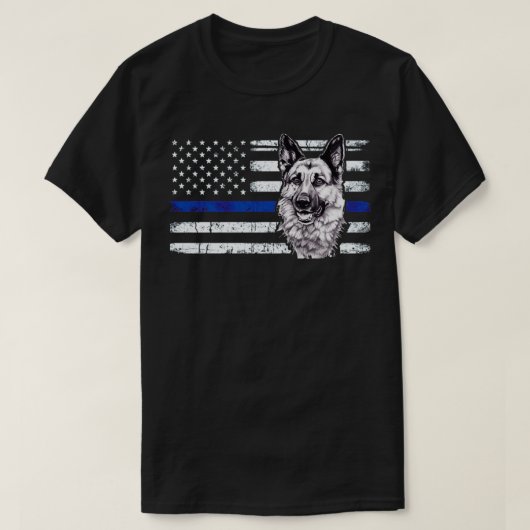 Thin Blue Line Flag K9 Shirt Deutsche Schäferpolit (Design vorne)