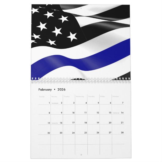 Thin Blue Line Flag Kalender (Feb 2026)
