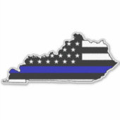 Thin Blue Line Flag Kentucky Aufkleber (Vorderseite)