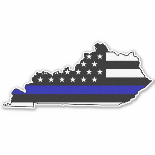 Thin Blue Line Flag Kentucky Aufkleber (Vorderseite)