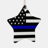 Thin Blue Line Flag Keramik Ornament (Rechts)
